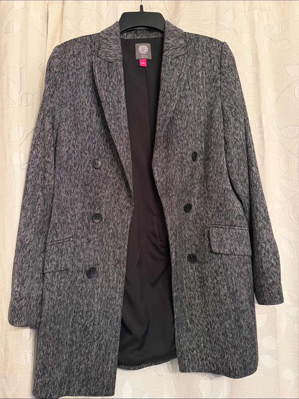 Vince Camuto Gray Double-Breasted Blazer Coat
